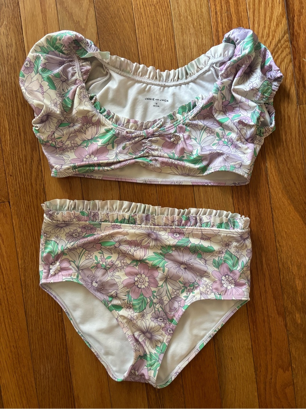 Janie and Jack Lavender Floral Ruffle Two-Piece Swim Set